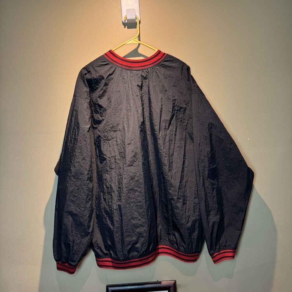 Nike V-Neck Windbreaker Pullover Black Red Men Size X-Large Y2K 2000s - Picture 2 of 4